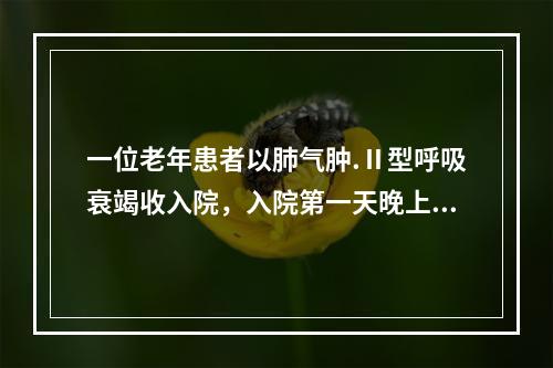 一位老年患者以肺气肿.Ⅱ型呼吸衰竭收入院，入院第一天晚上，因