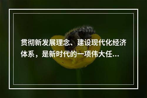 贯彻新发展理念、建设现代化经济体系，是新时代的一项伟大任务。