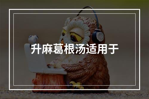 升麻葛根汤适用于