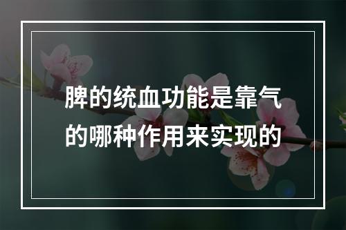 脾的统血功能是靠气的哪种作用来实现的