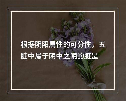 根据阴阳属性的可分性，五脏中属于阴中之阴的脏是