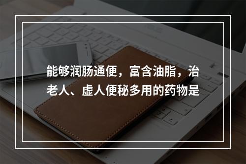 能够润肠通便，富含油脂，治老人、虚人便秘多用的药物是