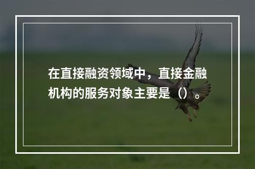 在直接融资领域中，直接金融机构的服务对象主要是（）。