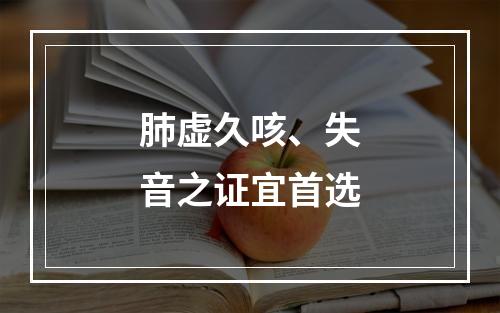 肺虚久咳、失音之证宜首选