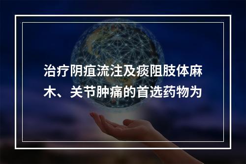 治疗阴疽流注及痰阻肢体麻木、关节肿痛的首选药物为