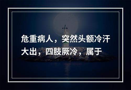 危重病人，突然头额冷汗大出，四肢厥冷，属于