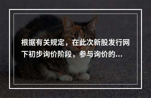 根据有关规定，在此次新股发行网下初步询价阶段，参与询价的机构