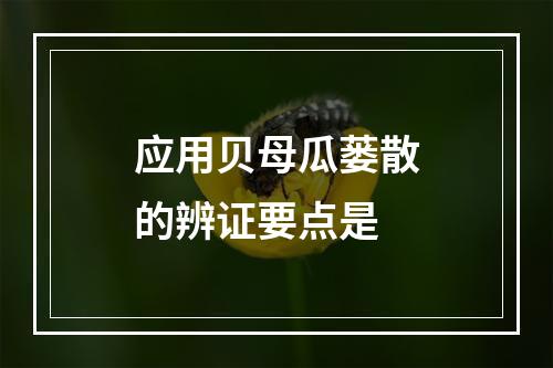 应用贝母瓜蒌散的辨证要点是