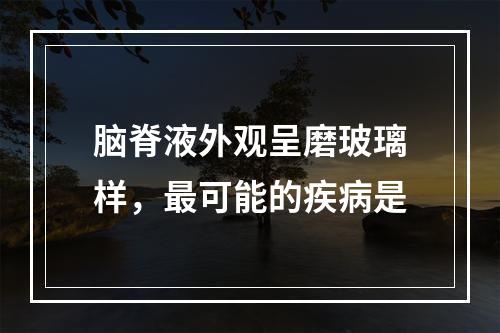 脑脊液外观呈磨玻璃样，最可能的疾病是