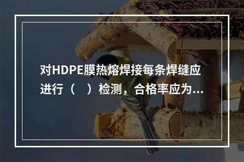 对HDPE膜热熔焊接每条焊缝应进行（　）检测，合格率应为10