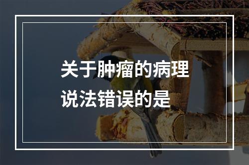 关于肿瘤的病理说法错误的是