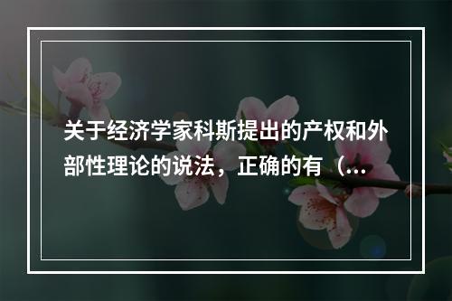 关于经济学家科斯提出的产权和外部性理论的说法，正确的有（）。