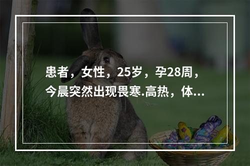 患者，女性，25岁，孕28周，今晨突然出现畏寒.高热，体温达