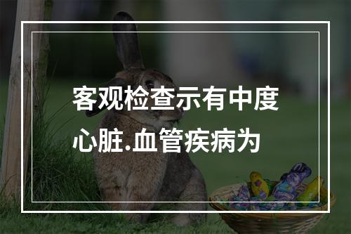 客观检查示有中度心脏.血管疾病为