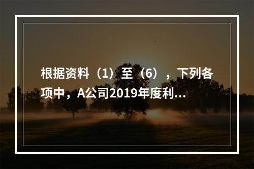 根据资料（1）至（6），下列各项中，A公司2019年度利润表