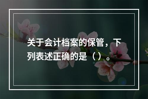 关于会计档案的保管，下列表述正确的是（ ）。