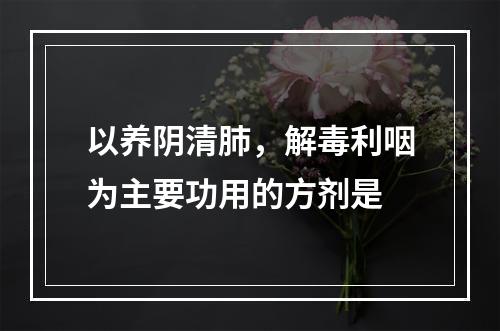 以养阴清肺，解毒利咽为主要功用的方剂是