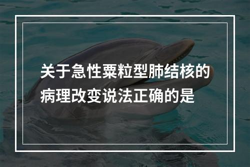 关于急性粟粒型肺结核的病理改变说法正确的是