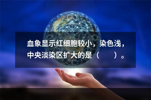 血象显示红细胞较小，染色浅，中央淡染区扩大的是（　　）。