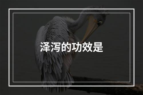 泽泻的功效是