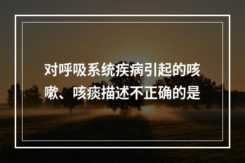 对呼吸系统疾病引起的咳嗽、咳痰描述不正确的是