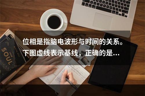 位相是指脑电波形与时间的关系。下图虚线表示基线，正确的是（