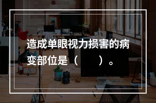 造成单眼视力损害的病变部位是（　　）。