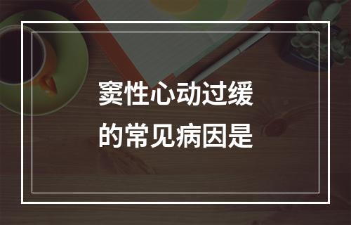 窦性心动过缓的常见病因是