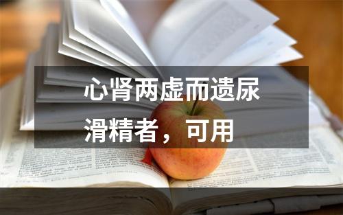 心肾两虚而遗尿滑精者，可用