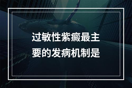 过敏性紫癜最主要的发病机制是