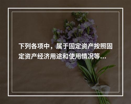 下列各项中，属于固定资产按照固定资产经济用途和使用情况等综合