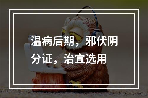 温病后期，邪伏阴分证，治宜选用