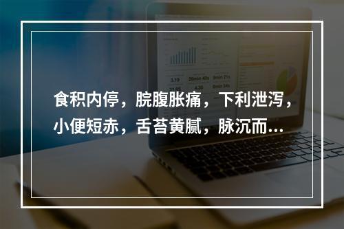 食积内停，脘腹胀痛，下利泄泻，小便短赤，舌苔黄腻，脉沉而有力
