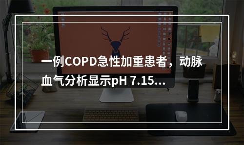 一例COPD急性加重患者，动脉血气分析显示pH 7.15，P