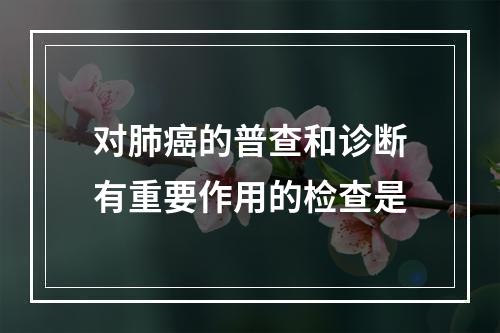 对肺癌的普查和诊断有重要作用的检查是