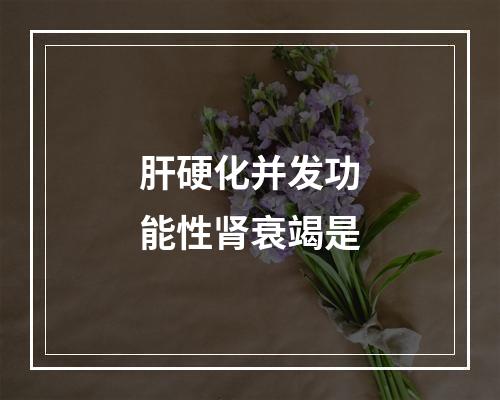 肝硬化并发功能性肾衰竭是