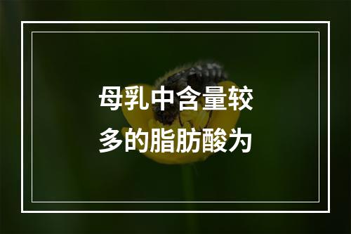 母乳中含量较多的脂肪酸为