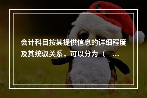 会计科目按其提供信息的详细程度及其统驭关系，可以分为（　　）