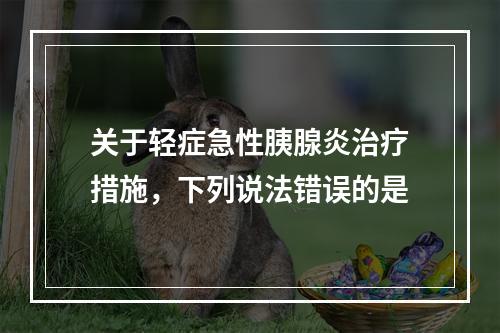 关于轻症急性胰腺炎治疗措施，下列说法错误的是