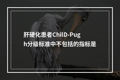 肝硬化患者ChilD-Pugh分级标准中不包括的指标是