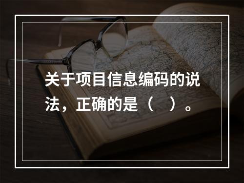 关于项目信息编码的说法，正确的是（　）。