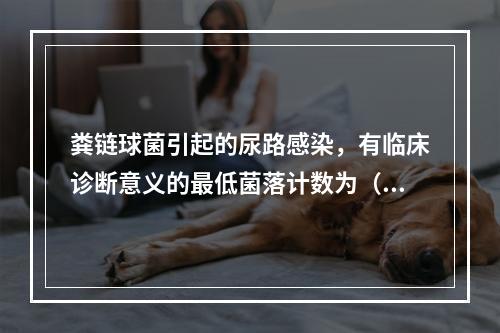 粪链球菌引起的尿路感染，有临床诊断意义的最低菌落计数为（　）