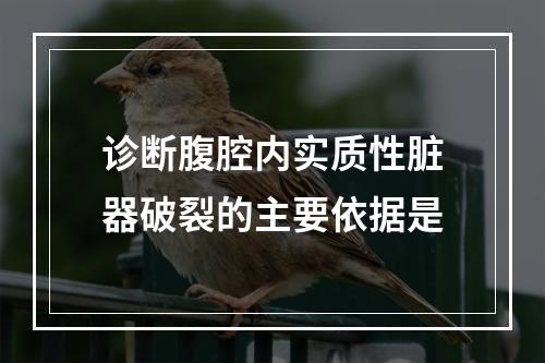 诊断腹腔内实质性脏器破裂的主要依据是