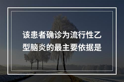 该患者确诊为流行性乙型脑炎的最主要依据是