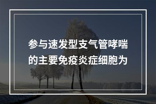 参与速发型支气管哮喘的主要免疫炎症细胞为