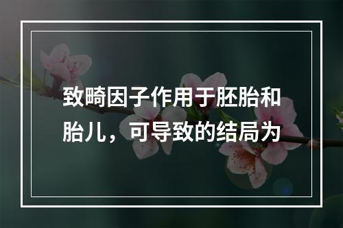 致畸因子作用于胚胎和胎儿，可导致的结局为