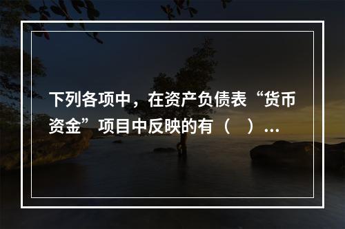 下列各项中，在资产负债表“货币资金”项目中反映的有（　）。