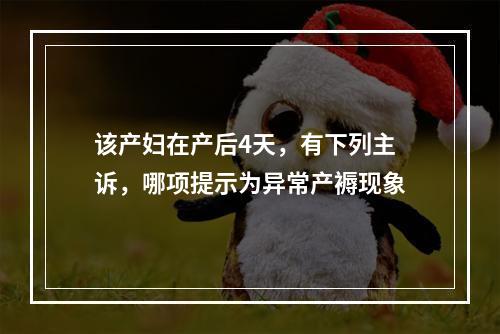 该产妇在产后4天，有下列主诉，哪项提示为异常产褥现象