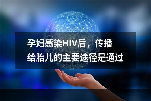 孕妇感染HIV后，传播给胎儿的主要途径是通过