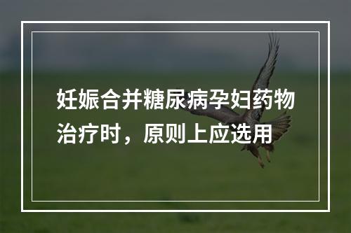 妊娠合并糖尿病孕妇药物治疗时，原则上应选用